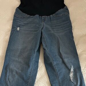 1822 Maternity Denim Distressed Blue Straight Leg Jeans